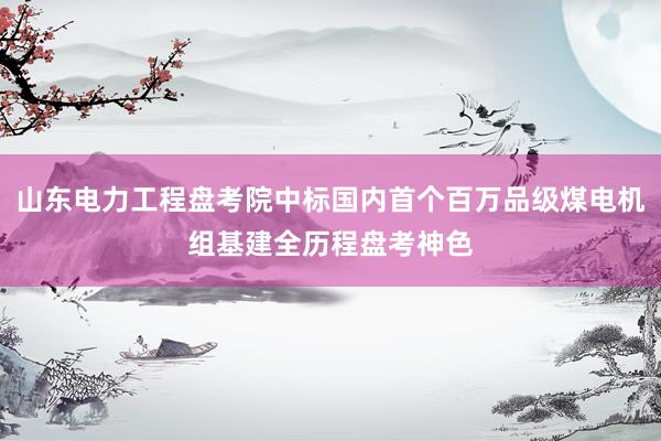 山东电力工程盘考院中标国内首个百万品级煤电机组基建全历程盘考神色